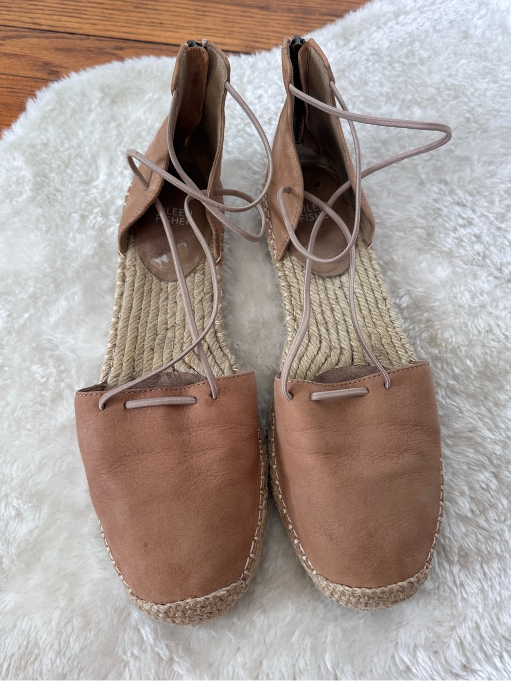 Eileen Fisher Women's Lace-Up Suede Leather Espadrille Flats in Tan